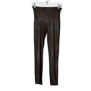 Spanx Brown faux leather leggings size Large